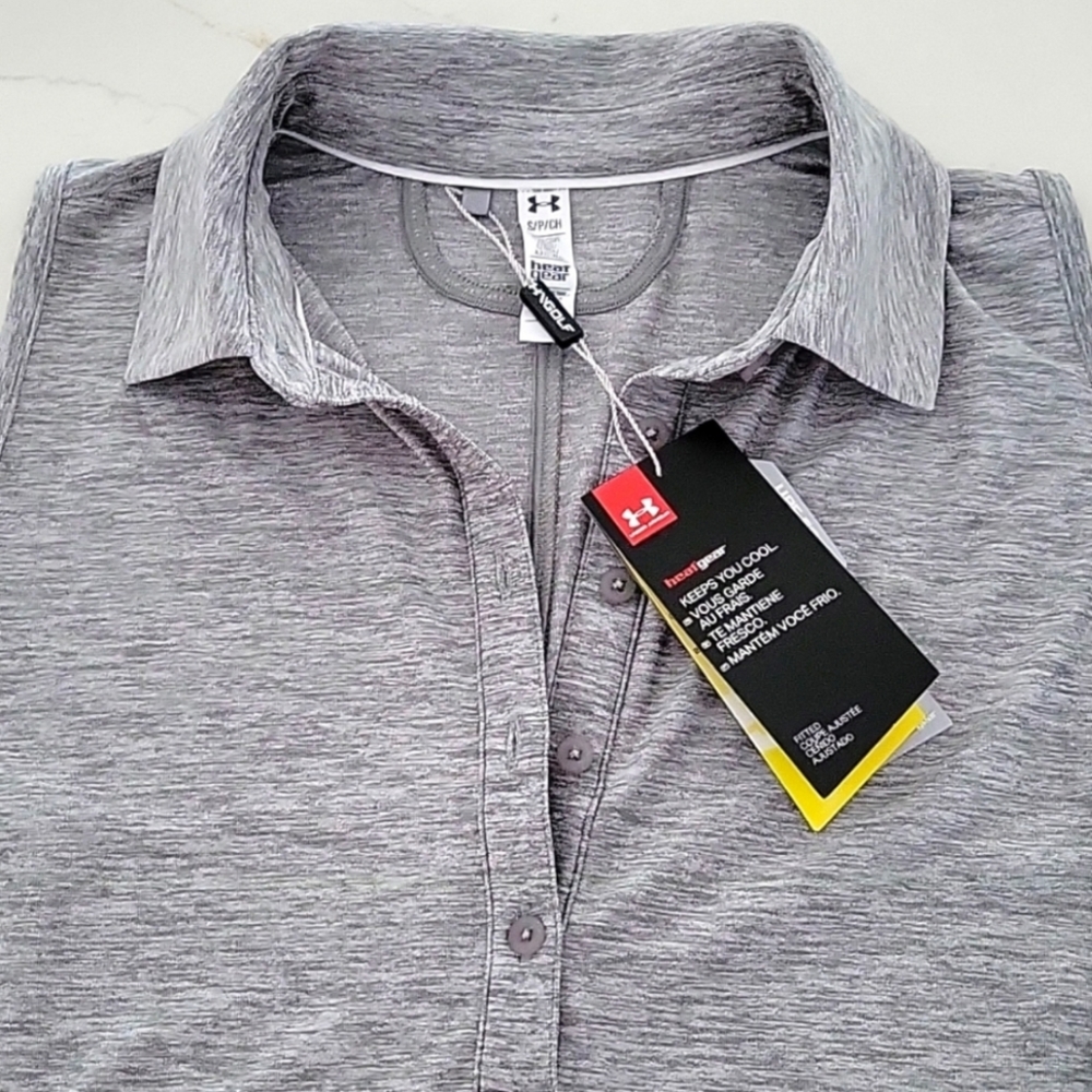 LOT OF 3 NWT Under Armour Ladies Zinger Sleeveless Golf Polo, Grey, Size S